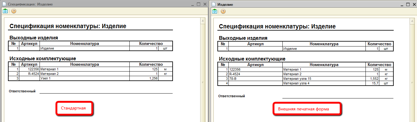 Спецификация к накладной образец