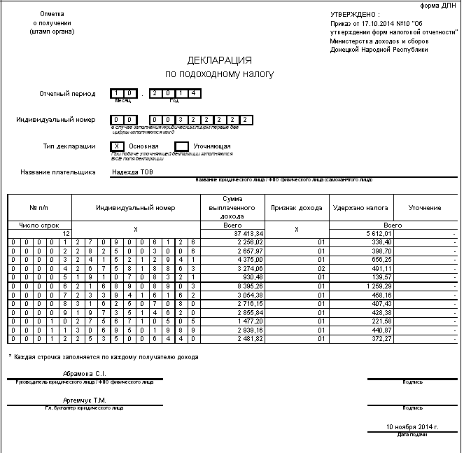 Скачать бланк декларации по подоходному налогу днр