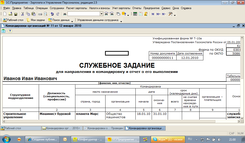 Образец служебного задания на разработку программного обеспечения