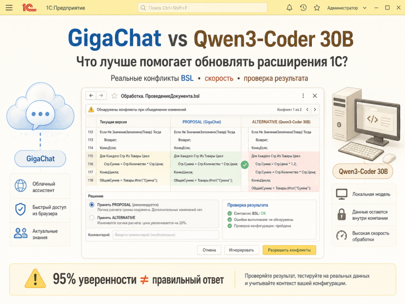 ���������� GigaChat ������ ���������� Qwen3-Coder 30B �� �������� ���� 1�