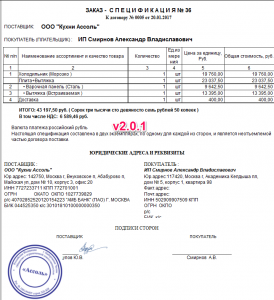 Печатные формы спецификация. Спецификация к счету. Счет из 1с с факсимиле.