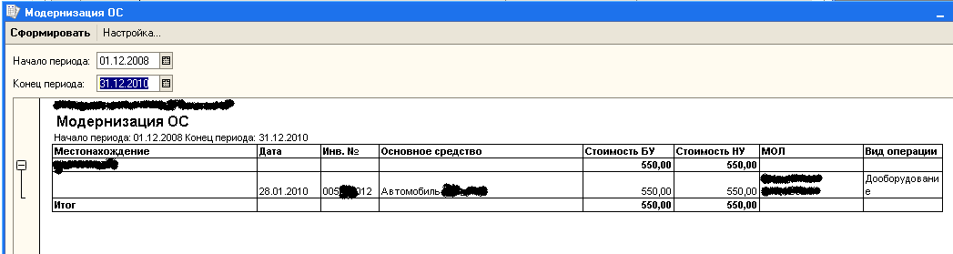 Модернизация нового основного средства. Отчет по модернизации основных средств. Отчет о модернизации. Модернизация 1с.