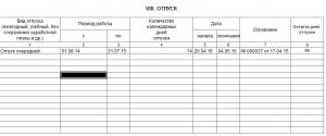 Учет отпусков. Вкладной лист к карточке т-2. Карточка т2 отпуск. Графа отпуск в карточке т2. Т2 отпуск бланк.