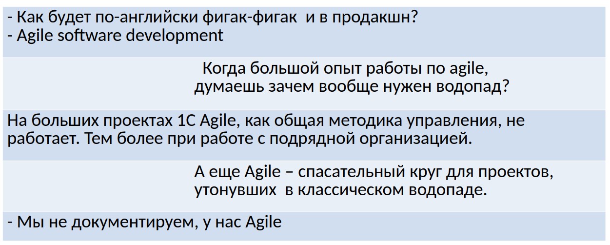 Комментарии про Agile