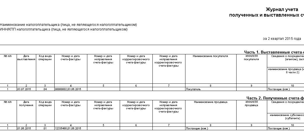 Образец заполнения журнала учета полученных и выставленных счетов фактур усн агент