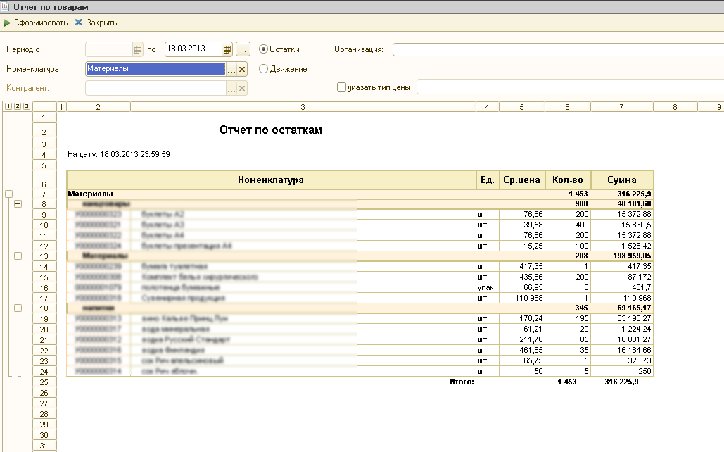 Остатки товаров. Отчет по остаткам. Отчет по товарам. По остаткам. Отчет 1 доп.