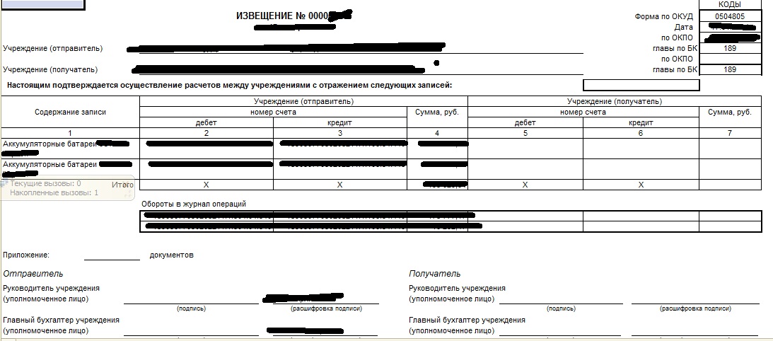 Форма 0504805 образец заполнения для бюджетных учреждений