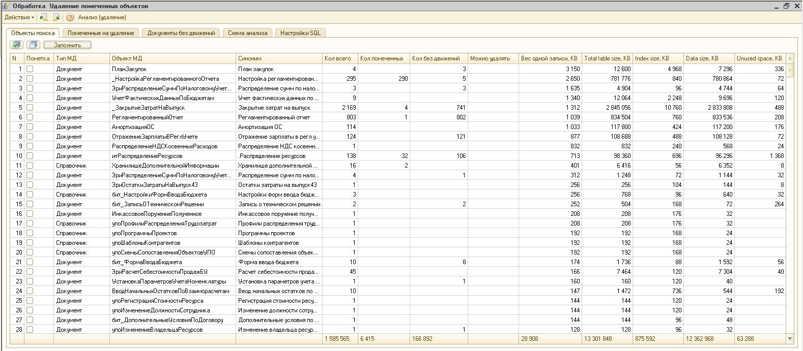 Альтернативный контроль помеченных и быстрое удаление средствами SQL